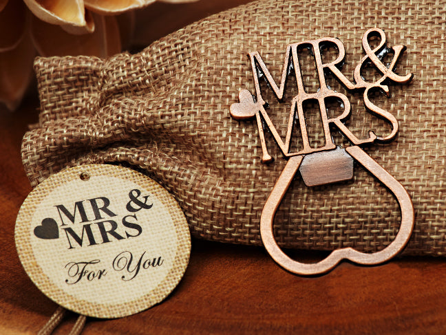 Copper Elegance Mr. and Mrs. Bottle opener Wedding Shower Party Favors