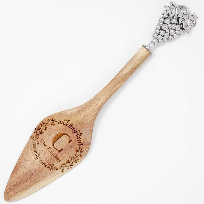 Personalized Monogram Ever After Wedding Cake Server with Rustic Handle
