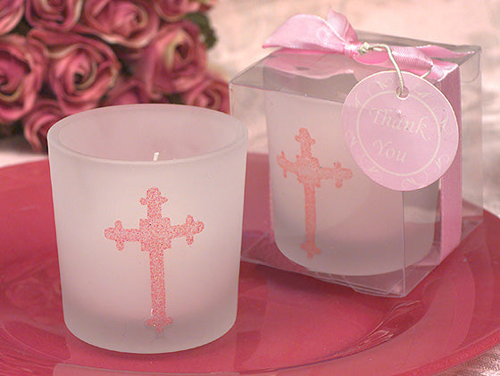 "Blessed Events" Cross design candle holder baby favors