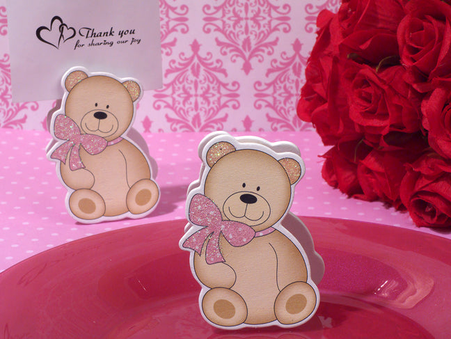 Cute And Cuddly Pink Teddy Place Card Holder baby favors