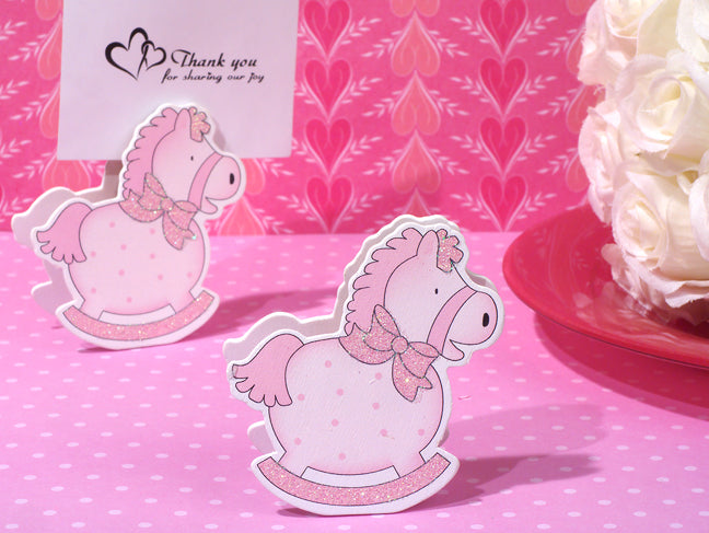 Precious Pink Rocking Horse Place Card Holder baby Shower favors