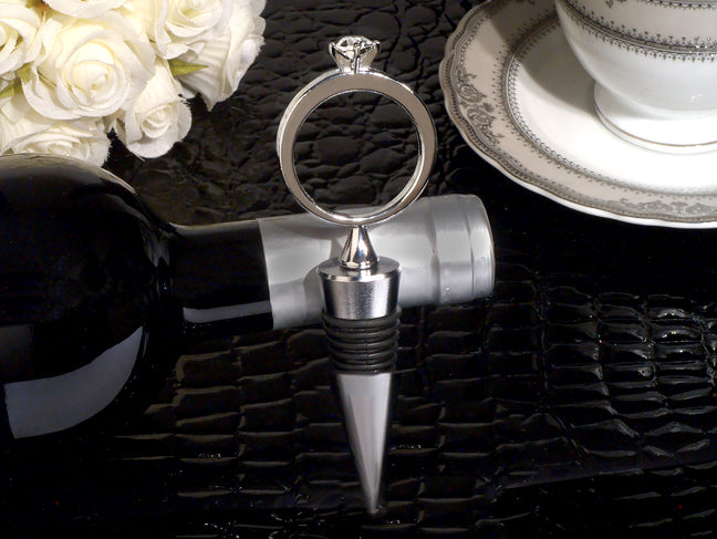 Bling a diamond ring silver wine stopper Wedding Bridal Shower Favors