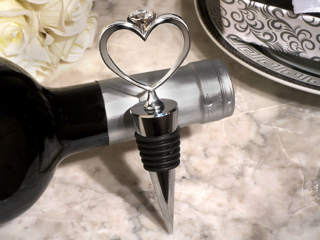 Unique Heart Diamond Ring Wine Stopper Wedding Bridal Shower Favors