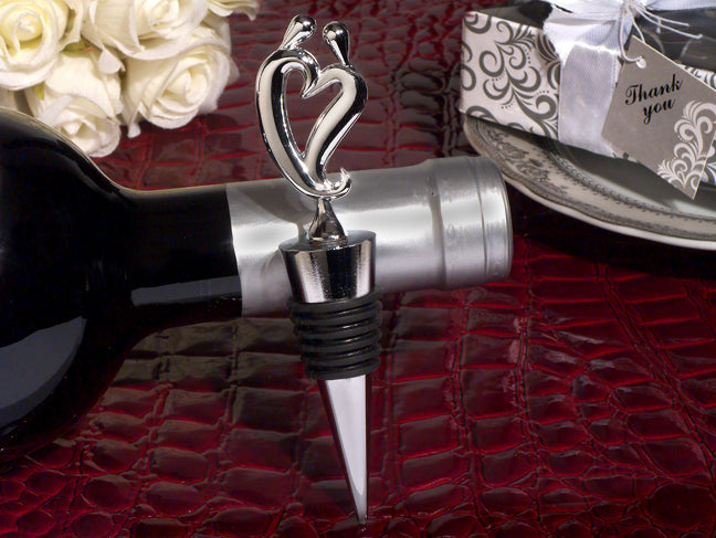 Two hearts become one silver wine stopper Wedding Favors