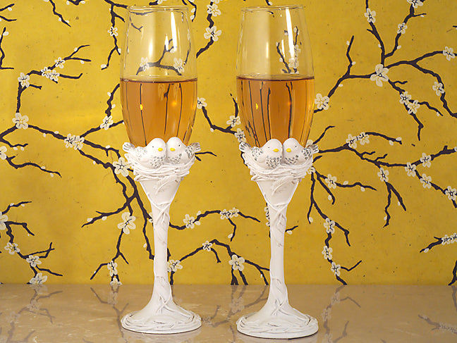 Lovebirds Collection Toasting Flutes Wedding Glasses Bridal Shower Party