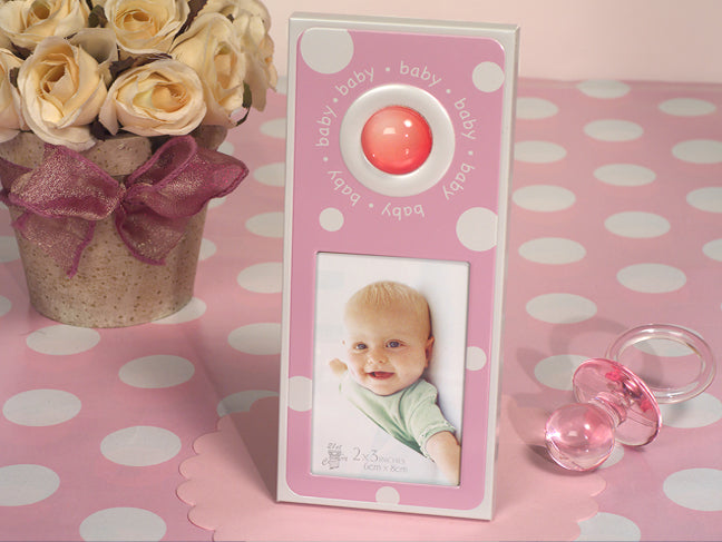 Pink and White dot photo frame baby favors