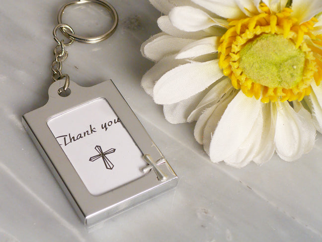 Cross Key chain Photo Frame Communion Baptism Baby Shower Party Favors