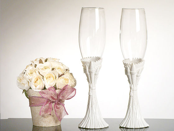 Fairytale Castle Toasting Flutes Wedding Glasses Bridal Shower Party Favors