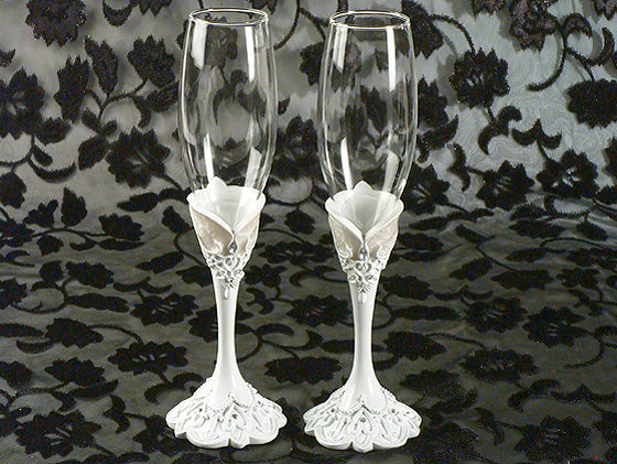 Eleganza Toasting Flutes Wedding Glasses Set Bridal Shower Party Favors
