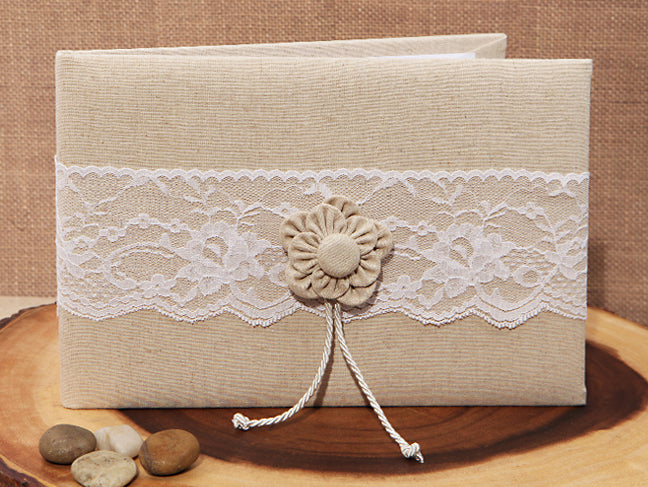 Rustic collection Burlap and Lace WEDDING GUESTBOOK GUEST BOOK REGISTRY