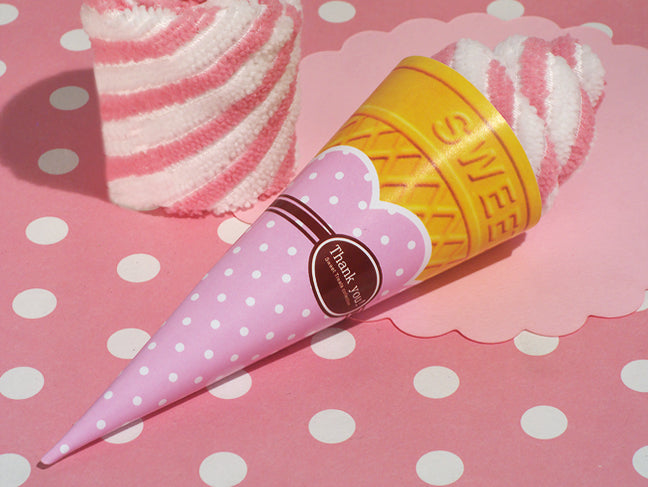 Sweet Treats Collection Strawberry swirl Ice cream cone towel Favors