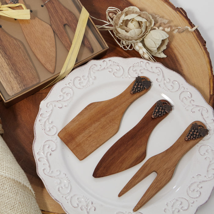 Bamboo Wood Cheese Spreader Knife Set Wedding Bridal Shower Favors