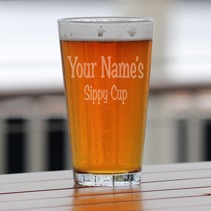 Personalized Sippy Cup Pint Glass Beer Mug