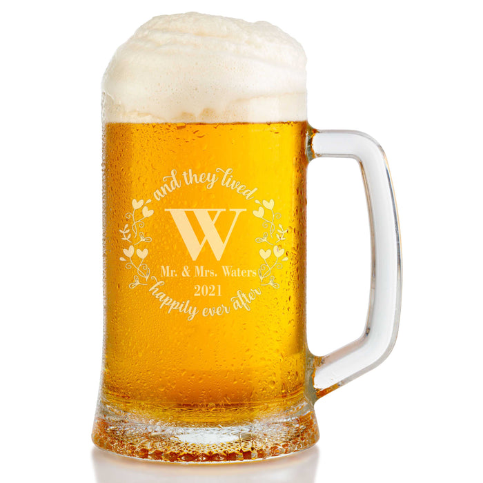 Personalized Happily Ever After Engraved Beer Mug