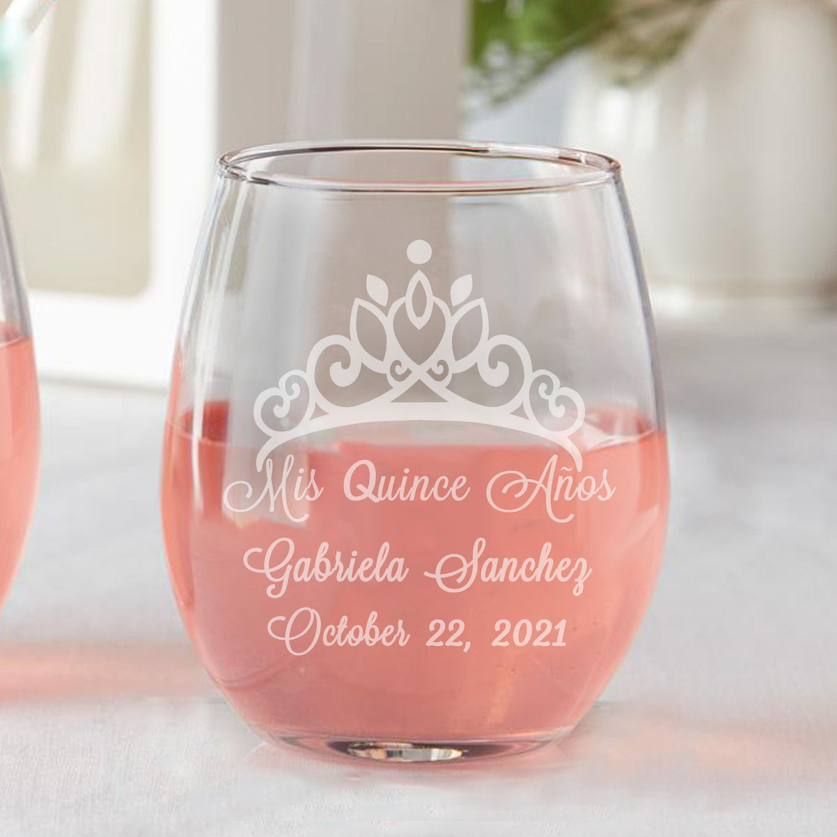 Set of 8 - Custom Engraved Bridal Party Wine Glass, Personalized Wine Glass