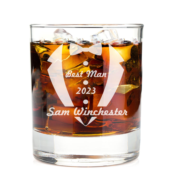 Monogrammed Tuxedo Engraved Whiskey Glass